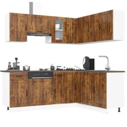 Berkfield Home 11 Piece Kitchen Cabinet Set Kalmar Smoked Oak Engineered Wood in Brown - thumbnail 2