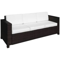 OUTSUNNY Rattan Wicker 3-seater Sofa Chair Patio Furniture w/ Cushion in Brown - thumbnail 2