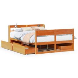 Berkfield Home Bed Frame without Mattress Wax Brown 160x200 cm Solid Wood Pine - thumbnail 1
