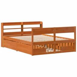 Berkfield Home Bed Frame without Mattress Wax Brown 160x200 cm Solid Wood Pine - thumbnail 3