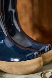 Dibor Midnight Blue Wellington Boot Ceramic Indoor Outdoor Flower Pot Garden Planter Pot H17 x W15cm - Size: Small - thumbnail 3