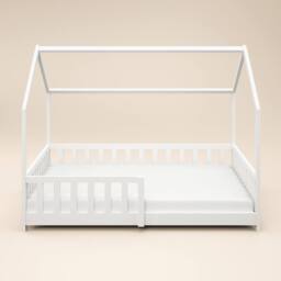 Flair Explorer Small Double Play House Floor Bed with Rails Wooden White - thumbnail 4