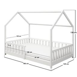 Flair Explorer Small Double Play House Floor Bed with Rails Wooden White - thumbnail 5