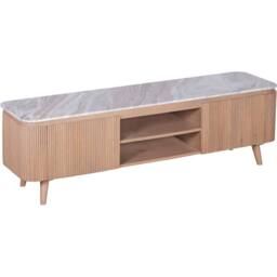 Wyld Haus Boston Natural Oak & Brown Marble 2 Door TV Unit - thumbnail 3