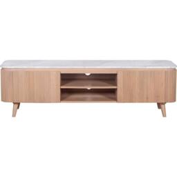 Wyld Haus Boston Natural Oak & Brown Marble 2 Door TV Unit - thumbnail 2