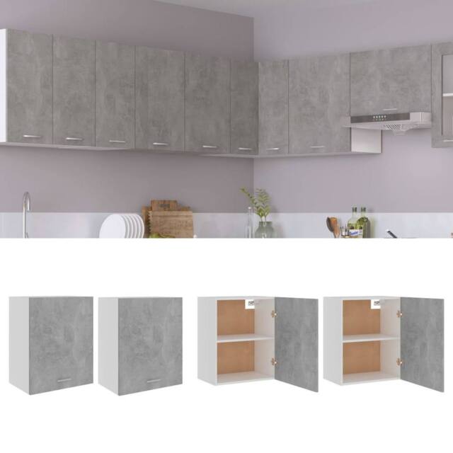 Berkfield Home Hanging Cabinets 2 pcs Concrete Grey 50x31x60 cm Engineered Wood - Size: 50 x 31 x 60 cm - image 1