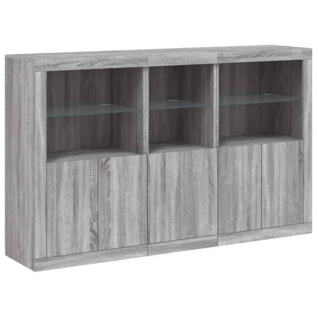 Berkfield Home Sideboard with LED Lights Grey Sonoma 162x37x100 cm - Size: 162 x 37 x 100 cm - image 1