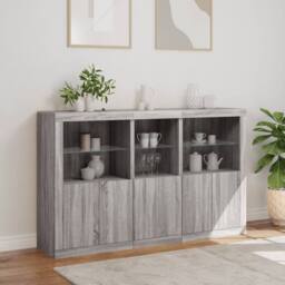 Berkfield Home Sideboard with LED Lights Grey Sonoma 162x37x100 cm - Size: 162 x 37 x 100 cm - thumbnail 4
