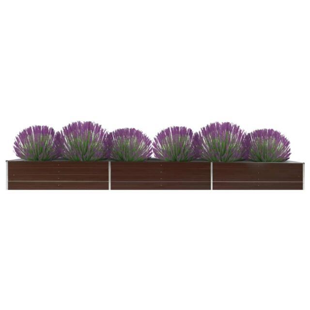 Berkfield Home Garden Raised Bed Galvanised Steel 480x80x45 cm Brown - Size: 480 x 80 x 45 cm - image 1