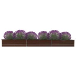 Berkfield Home Garden Raised Bed Galvanised Steel 480x80x45 cm Brown - Size: 480 x 80 x 45 cm - thumbnail 1