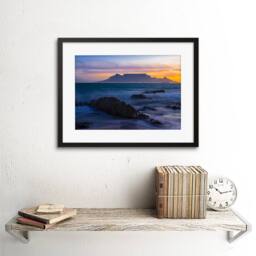 "Artery8 Composition Atmospheric Table Mountain South Africa Framed Art Print in Blue - Size: W12"" x H16""" - thumbnail 2