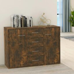 Berkfield Home Sideboard Smoked Oak 88x30x65 cm Engineered Wood in Brown - Size: 88 x 30 x 65 cm - thumbnail 1