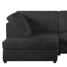 Furnishings For Less UK Luxor Jumbo Cord Large 5 Seater Corner Sofa Long Left Hand Facing - Full Back in Black - thumbnail 2