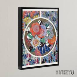 "Artery8 Floral Art Deco Pattern Benedictus Black Framed Canvas Wall Art - Size: W12"" x H16""" - thumbnail 2