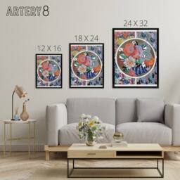 "Artery8 Floral Art Deco Pattern Benedictus Black Framed Canvas Wall Art - Size: W12"" x H16""" - thumbnail 4