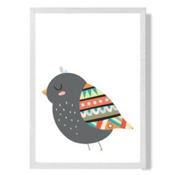 ARTZE Bird Tribal Animal Framed Print SIZE: A4 with White Frame in Grey - thumbnail 1
