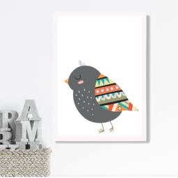 ARTZE Bird Tribal Animal Framed Print SIZE: A4 with White Frame in Grey - thumbnail 2