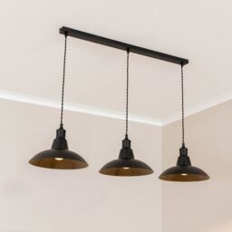 ValueLights Civic Black Metro Dome 3 Drop Bar Black Diner Ceiling Pendant Light - thumbnail 1