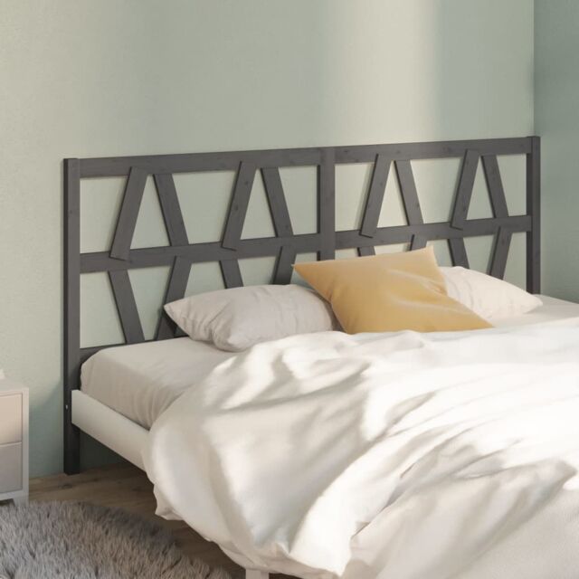 Berkfield Home Bed Headboard Grey 206x4x100 cm Solid Wood Pine - Size: 206 x 4 x 100 cm - image 1