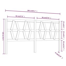 Berkfield Home Bed Headboard Grey 206x4x100 cm Solid Wood Pine - Size: 206 x 4 x 100 cm - thumbnail 6