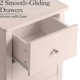 FORGEVIO Pink Bedside Table 2 Drawer Slim Bedroom - Size: 0.6m2 - thumbnail 4