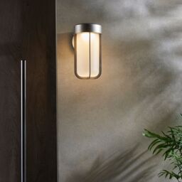 Loops Brushed Silver Outdoor Wall Light & Frosted Glass Shade IP44 Rated 8W LED Module in Metallics - thumbnail 4