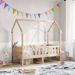 Berkfield Home Kids' House Bed Frame without Mattress 80x160 cm Pine in Brown - thumbnail 1
