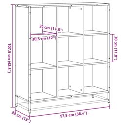 Berkfield Home Bookcase Smoked Oak 97.5x33x107.5 cm Engineered Wood & Metal in Brown - thumbnail 9
