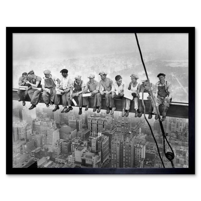 "Artery8 Lunch Atop A Skyscraper New York 1932 Iconic Photo Framed Art Print in Grey - Size: W12"" x H16""" - image 1