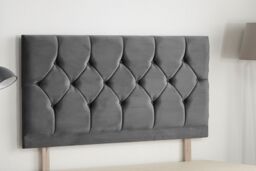 Somnior Ziggy Divan Bed Base with Headboard Plush Velvet in Charcoal - Size: Single - thumbnail 2