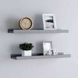 Berkfield Home Picture Frame Ledge Shelves 2 pcs Grey 60x9x3 cm MDF - Size: 60 x 9 x 3 cm - thumbnail 2