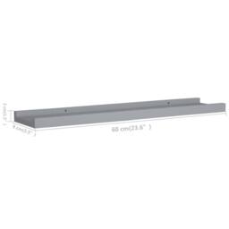Berkfield Home Picture Frame Ledge Shelves 2 pcs Grey 60x9x3 cm MDF - Size: 60 x 9 x 3 cm - thumbnail 8