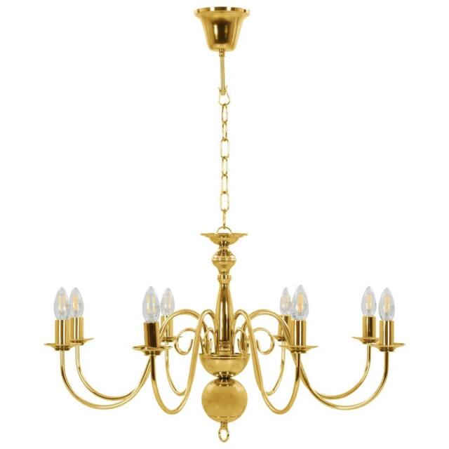 Berkfield Home Elegant Chandelier Golden 8 x E14 Bulbs in Gold - image 1