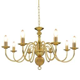 Berkfield Home Elegant Chandelier Golden 8 x E14 Bulbs in Gold - thumbnail 2