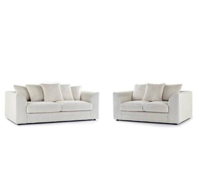 Bliss Furniture Jumbo Cord 3+2 Seater Sofa Set in Cream, Ultimate Comfort in Cream - Size: 5 Pack - image 1