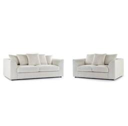 Bliss Furniture Jumbo Cord 3+2 Seater Sofa Set in Cream, Ultimate Comfort in Cream - Size: 5 Pack - thumbnail 1