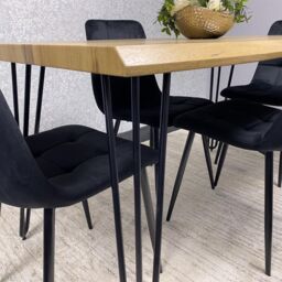 KOSY KOALA Wooden Dining Table & 4 Black Velvet Chairs - Stylish Dining Room Furniture in Brown - thumbnail 7