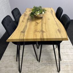KOSY KOALA Wooden Dining Table & 4 Black Velvet Chairs - Stylish Dining Room Furniture in Brown - thumbnail 6