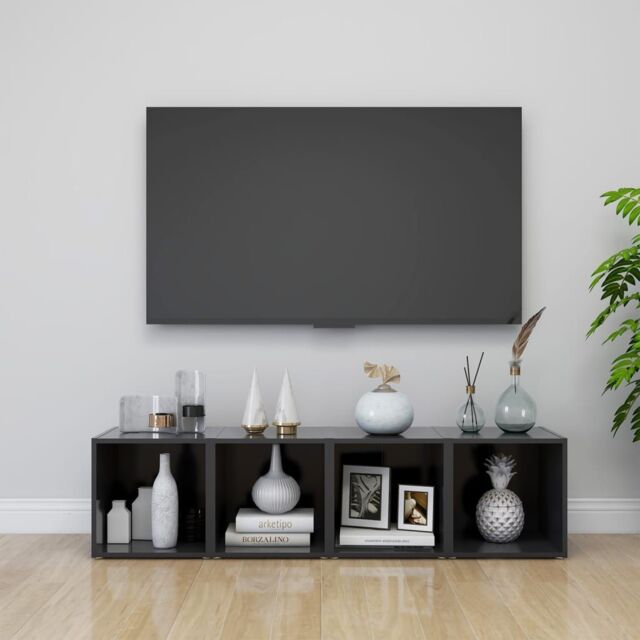 Berkfield Home TV Cabinets 4 pcs Grey 37x35x37 cm Engineered Wood - Size: 37 x 35 x 37 cm - image 1
