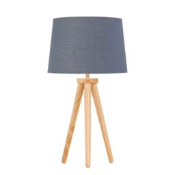 First Choice Lighting Set of 2 Light Oak Table Lamp or Bedside Lights with Grey Gold Shades in Brown - thumbnail 2