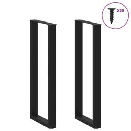 Berkfield Home Coffee Table Legs U-Shaped 2 pcs Black 40x(110-111) cm Steel - thumbnail 3