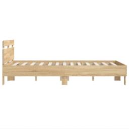 Berkfield Home Durable Bed Frame with LED without Mattress Sonoma Oak 120x190 cm in Brown - Size: Small Double - thumbnail 8
