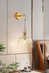 H&O Direct Single Light Glass Wall Sconce in Gold