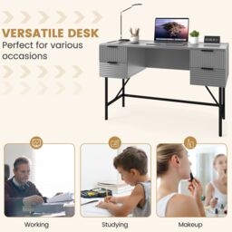 Gymax 120cm Home Office Desk Computer Desk With 4 Drawers & Metal Legs in Grey - thumbnail 7