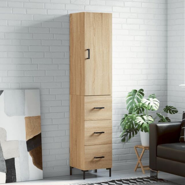 Berkfield Home Highboard Sonoma Oak 34.5x34x180 cm Engineered Wood in Brown