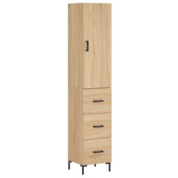 Berkfield Home Highboard Sonoma Oak 34.5x34x180 cm Engineered Wood in Brown - thumbnail 2