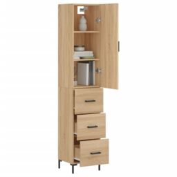 Berkfield Home Highboard Sonoma Oak 34.5x34x180 cm Engineered Wood in Brown - thumbnail 3