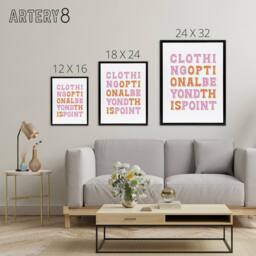 "Artery8 Clothing Optional Beyond This Point Simple Fun Framed Canvas Art Print in White - Size: W12"" x H16""" - thumbnail 4
