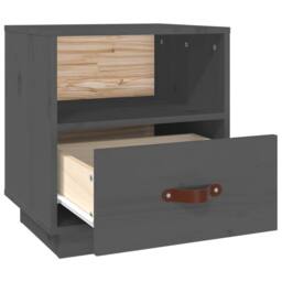 Berkfield Home Beautiful Bedside Cabinet Grey 40x34x45 cm Solid Wood Pine - Size: 40 x 34 x 45 cm - thumbnail 7