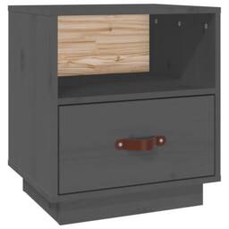 Berkfield Home Beautiful Bedside Cabinet Grey 40x34x45 cm Solid Wood Pine - Size: 40 x 34 x 45 cm - thumbnail 3